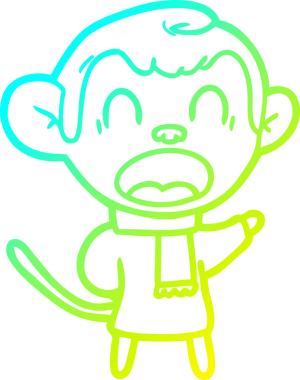 Bir insan tarafından çizilmiş eşarp giyen bağıran bir maymun çizimi.