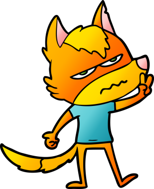 Bir insan tarafından çizilmiş tilki çizgi film karakteri