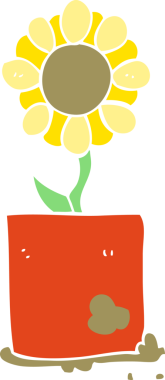 Bir insan tarafından çizilmiş şirin düz renkli karikatür.