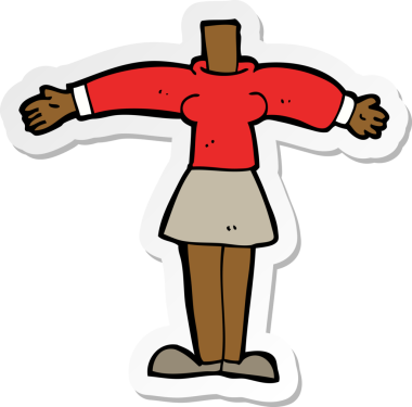 Bir insan tarafından çizilmiş karikatür kadın vücudunun çıkartması.