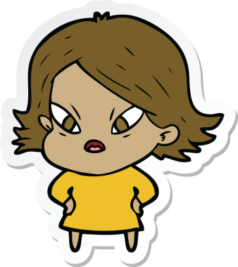 Bir insan tarafından çizilmiş bir karikatür çıkartması.