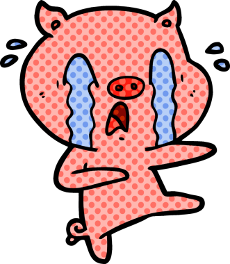 Bir insan tarafından çizilmiş ağlayan domuz çizgi filmi.