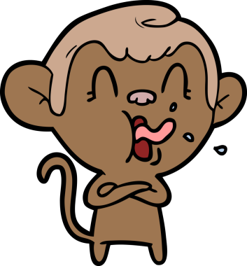 Bir insan tarafından çizilmiş çılgın çizgi film maymunu