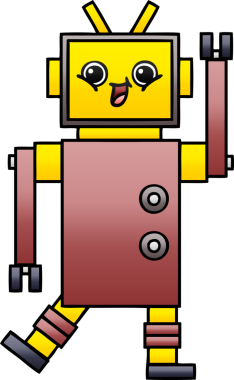 Bir insan tarafından çizilmiş bir robotun gölgelenmiş çizimi