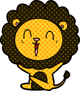 Bir insan tarafından çizilmiş gülen aslan çizgi filmi.