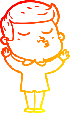 Bir insan tarafından çizilen çizgi film modelinin sıcak çizgi çizimi.