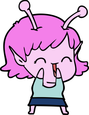 Bir insan tarafından çizilmiş uzaylı kız.