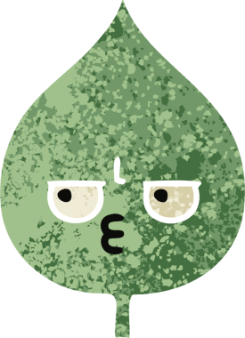 Bir insan tarafından çizilmiş dışavurumsal yaprağın retro çizim tarzı karikatürü