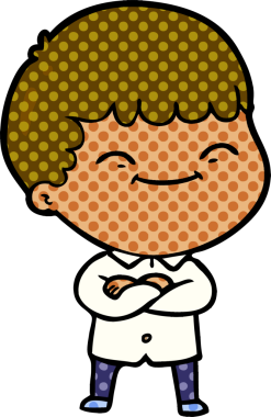 Bir insan tarafından çizilmiş mutlu çocuk çizgi filmi.