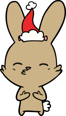 Bir insan tarafından çizilmiş Noel Baba şapkasının çizilmiş çizimi.