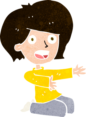 Bir insan tarafından dizlerinin üzerinde çizilmiş bir karikatür.