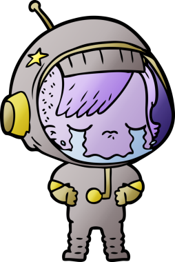 Bir insan tarafından çizilmiş ağlayan astronot kız.