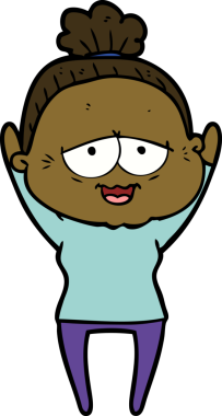 Bir insan tarafından çizilmiş mutlu yaşlı kadın çizgi filmi.