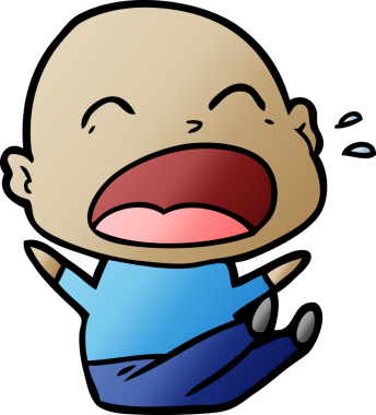 Bir insan tarafından çizilmiş kel adam diye bağıran çizgi film.