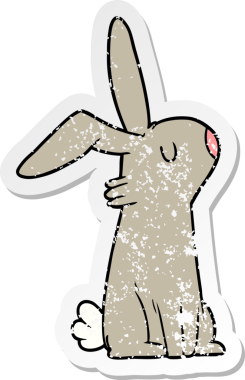 Bir insan tarafından çizilmiş karikatür tavşanı.