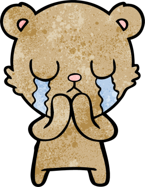 Bir insan tarafından çizilmiş ağlayan çizgi film ayısı.