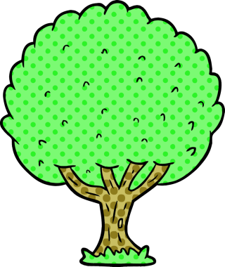 Bir insan tarafından çizilmiş çizgi film ağacı.