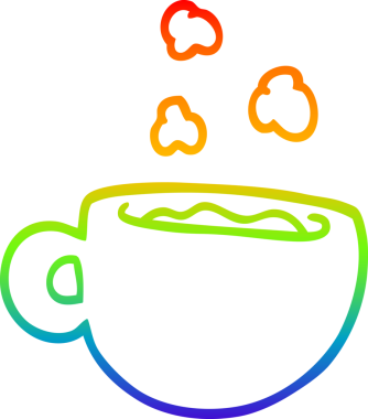 gökkuşağı gradyan çizgisi bir insan tarafından çizilmiş bir çay fincanı