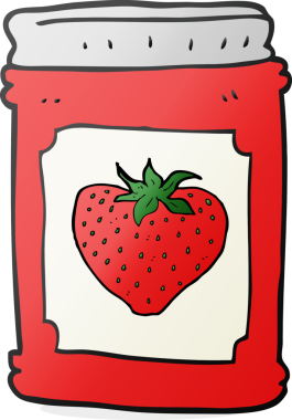 Bir insan tarafından çizilmiş serbest çizim çilek reçel kavanozu