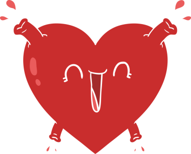 Bir insan tarafından çizilmiş düz renkli sağlıklı kalp.