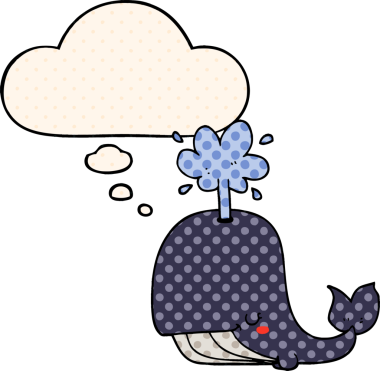 Çizgi roman tarzında bir insan tarafından çizilmiş düşünce balinası.