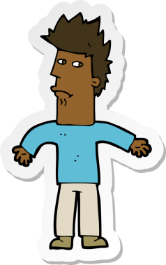 Bir insan tarafından çizilmiş, kafası karışmış bir adamın çıkartması.