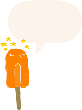 bir insan tarafından çizilmiş eski usul konuşma baloncuklu buz lolipopu.