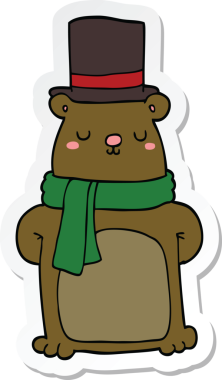 Bir insan tarafından çizilmiş çizgi film ayısının çıkartması.