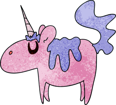 Bir insan tarafından çizilmiş tuhaf tek boynuzlu at.