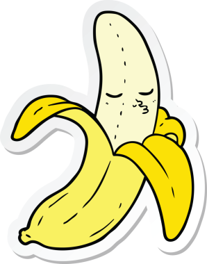 Bir insan tarafından çizilmiş bir muzun çıkartması.