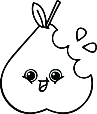 Bir insan tarafından çizilmiş yeşil bir armut çizimi.