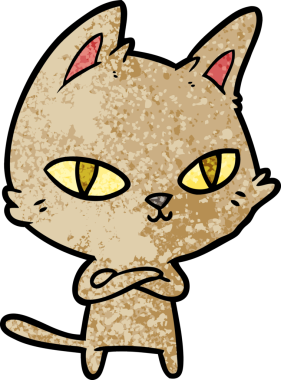 Bir insan tarafından çizilmiş çizgi film kedisi.