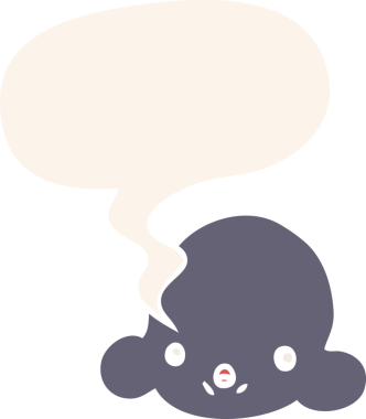 bir insan tarafından çizilmiş retro tarzı konuşma baloncuklu çizgi film bulutu