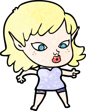 Bir insan tarafından çizilmiş güzel elf kızı.