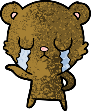 Bir insan tarafından çizilmiş ağlayan çizgi film ayısı.