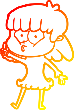 Bir insan tarafından çizilmiş, çizgi film karakteri ıslık çalan bir kız çizimi