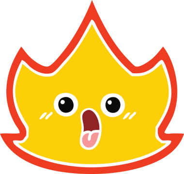 Bir insan tarafından çizilen ateşin düz renkli retro karikatürü