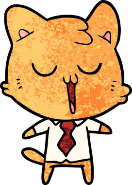 Bir insan tarafından çizilmiş tişörtlü ve kravatlı bir kedi.