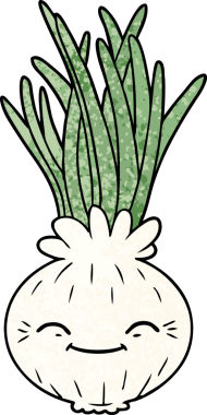 Bir insan tarafından çizilmiş karikatür soğanı.