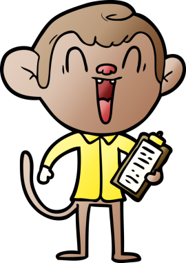 Bir insan tarafından çizilmiş gülen maymun çizgi filmi