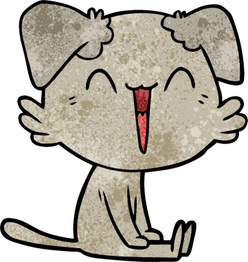 Bir insan tarafından çizilmiş küçük mutlu köpek çizgi filmi.