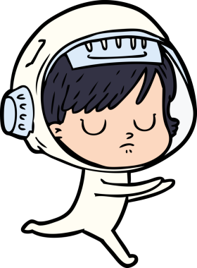 Bir insan tarafından çizilmiş astronot kadın.