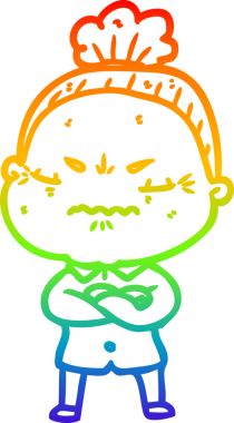 Gökkuşağı gradyan çizgi çizimi bir insan tarafından çizilmiş yaşlı bir kadın tarafından rahatsız edildi