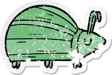 Bir insan tarafından çizilmiş komik bir karikatür böceğinin sıkıntılı çıkartması