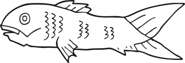 bir insan tarafından çizilmiş karikatür balığı