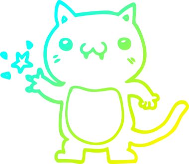 Bir insan tarafından çizilen çizgi film kedisinin soğuk çizgi çizimi.