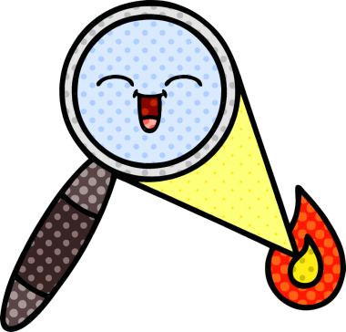 Bir insan tarafından çizilmiş bir büyüteçin çizgi roman tarzı karikatürü