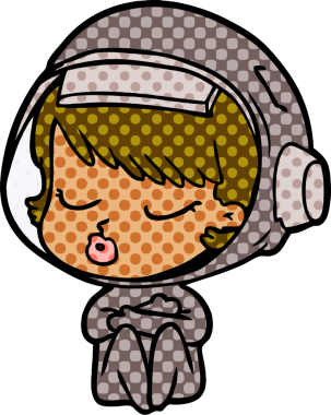 Bir insan tarafından çizilmiş güzel astronot kız.