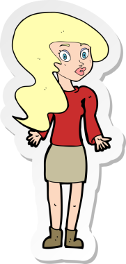 Bir insan tarafından çizilmiş omuz silken bir karikatür kadının çıkartması.