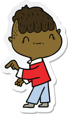 Bir insan tarafından çizilmiş karikatür dostu bir çocuğun çıkartması.